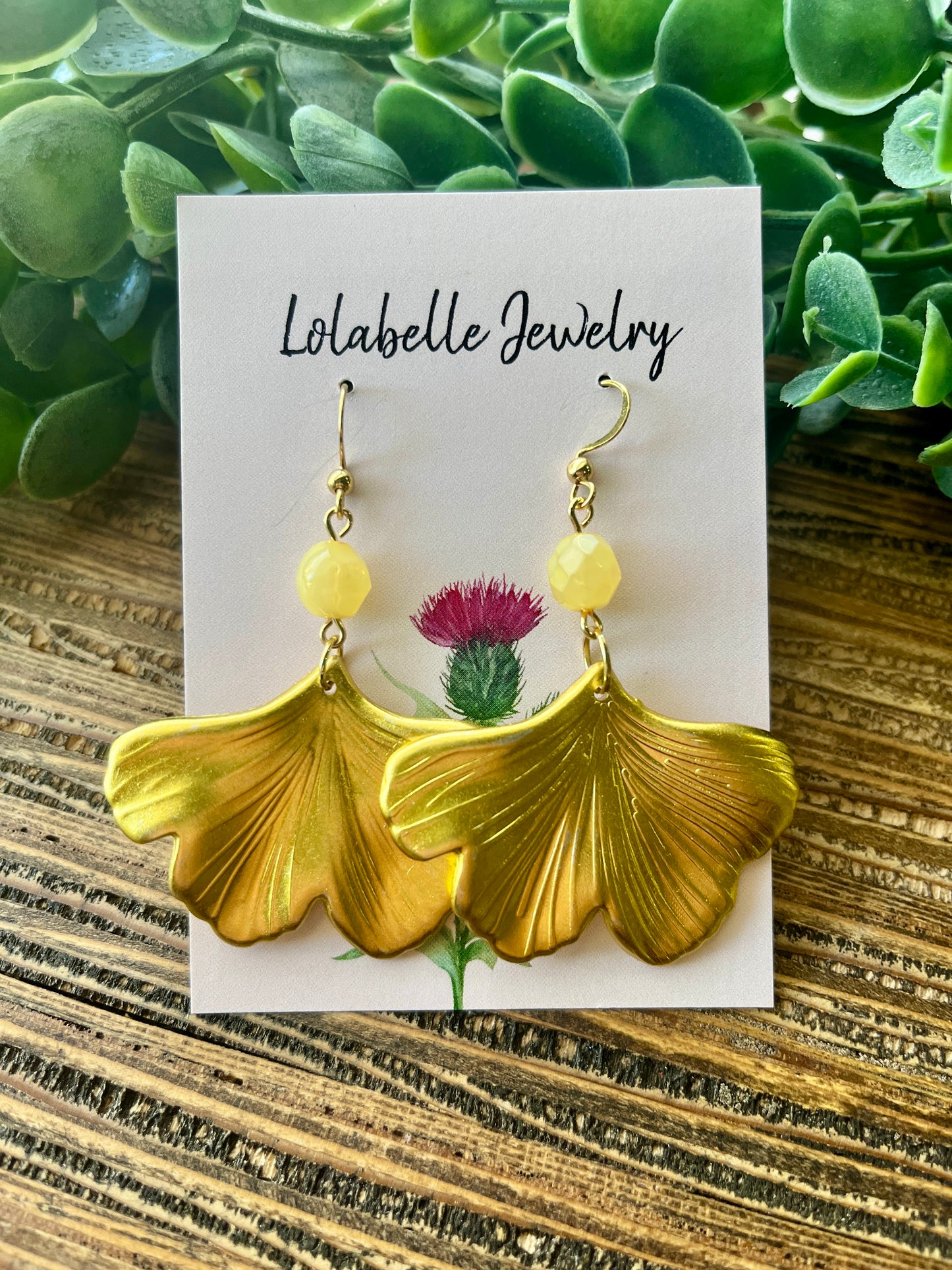 Gold Colored Ginkgo Petal Earrings