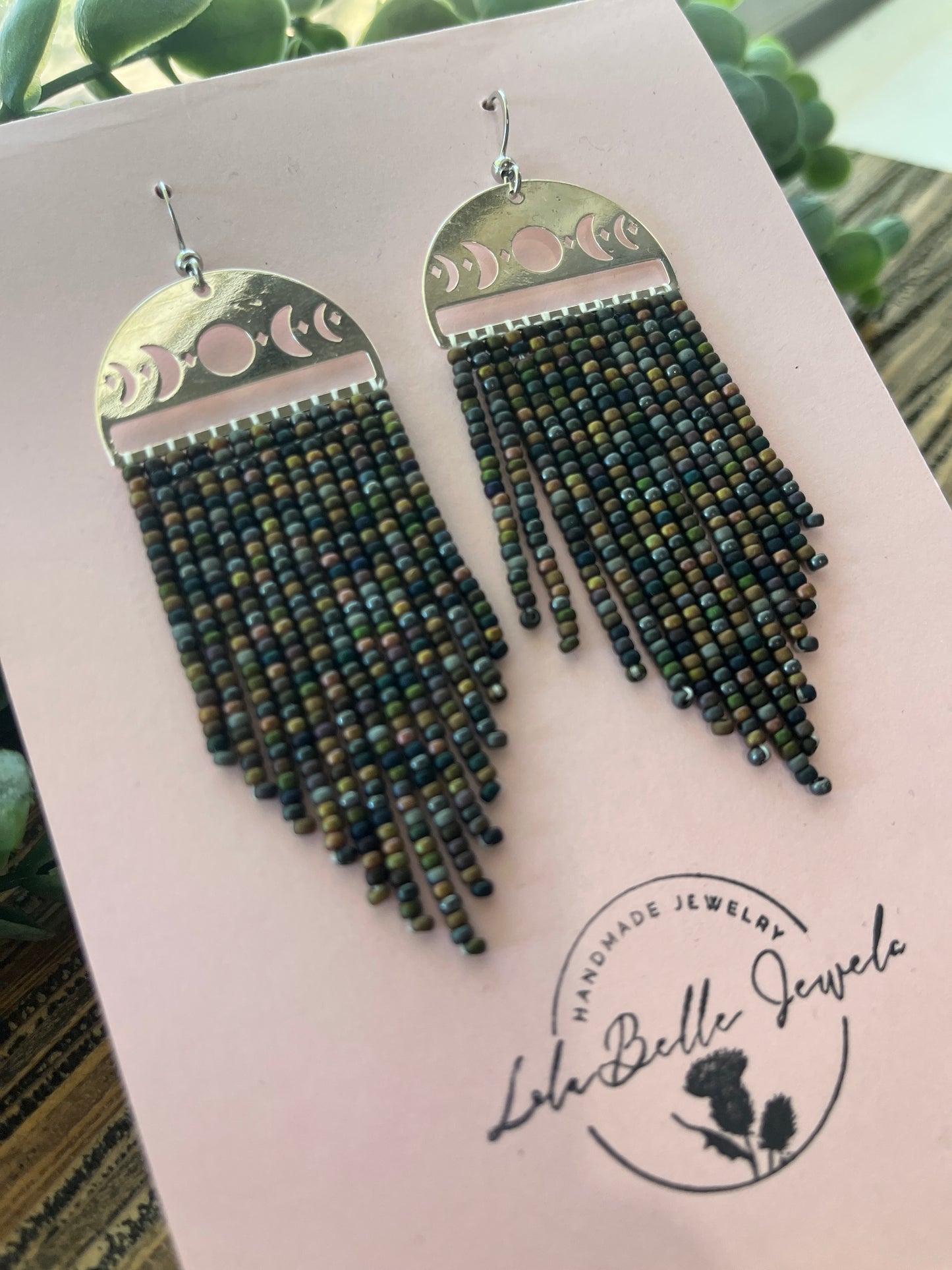 Night Sky Moon Phase Matte Earrings