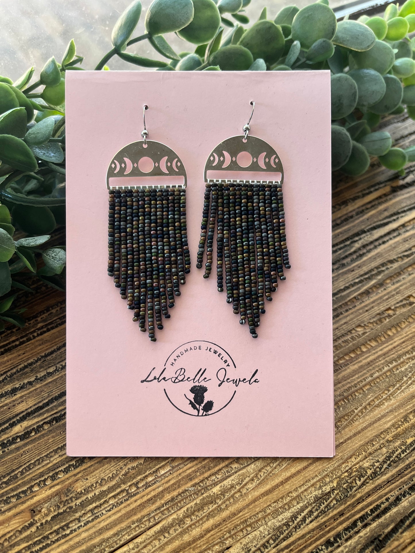 Night Sky Moon Phase Matte Earrings