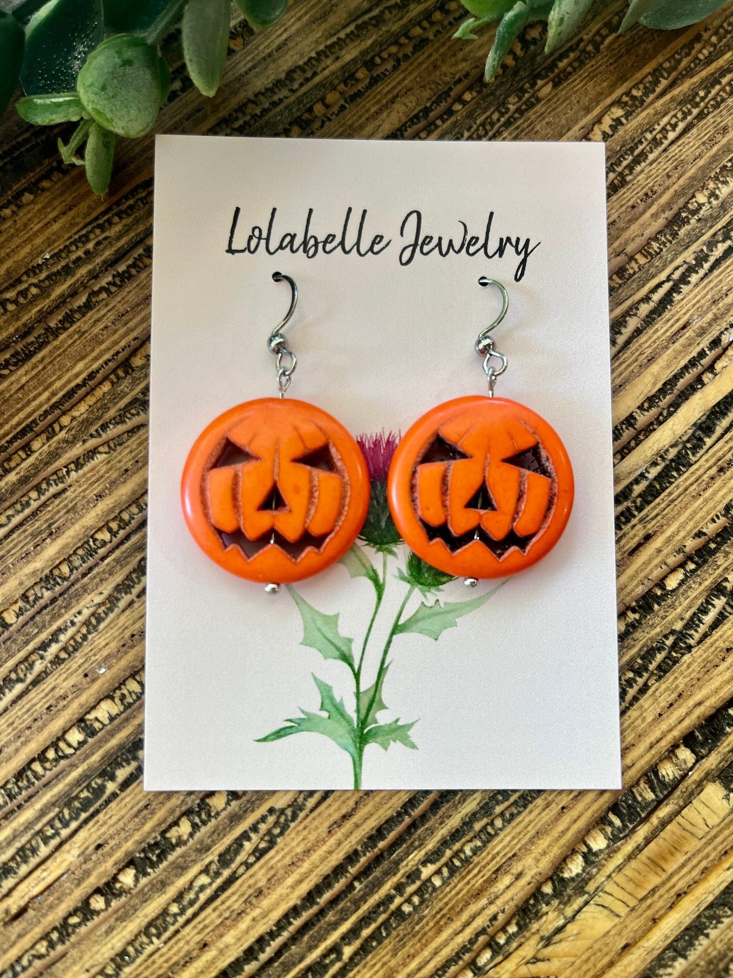 Orange Halloween Jack-o-lantern Earrings