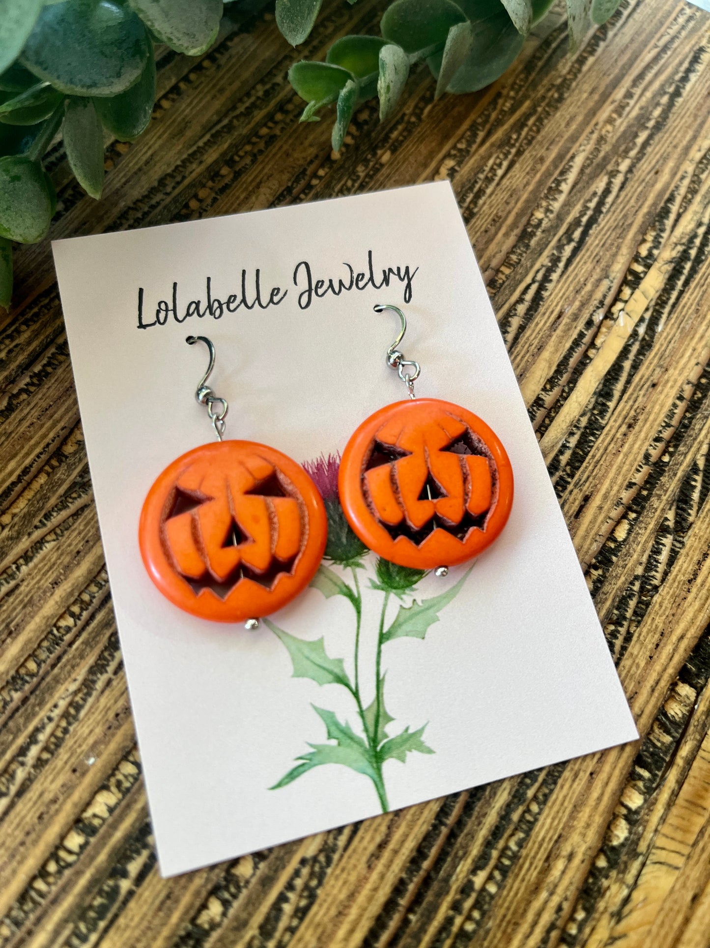 Orange Halloween Jack-o-lantern Earrings