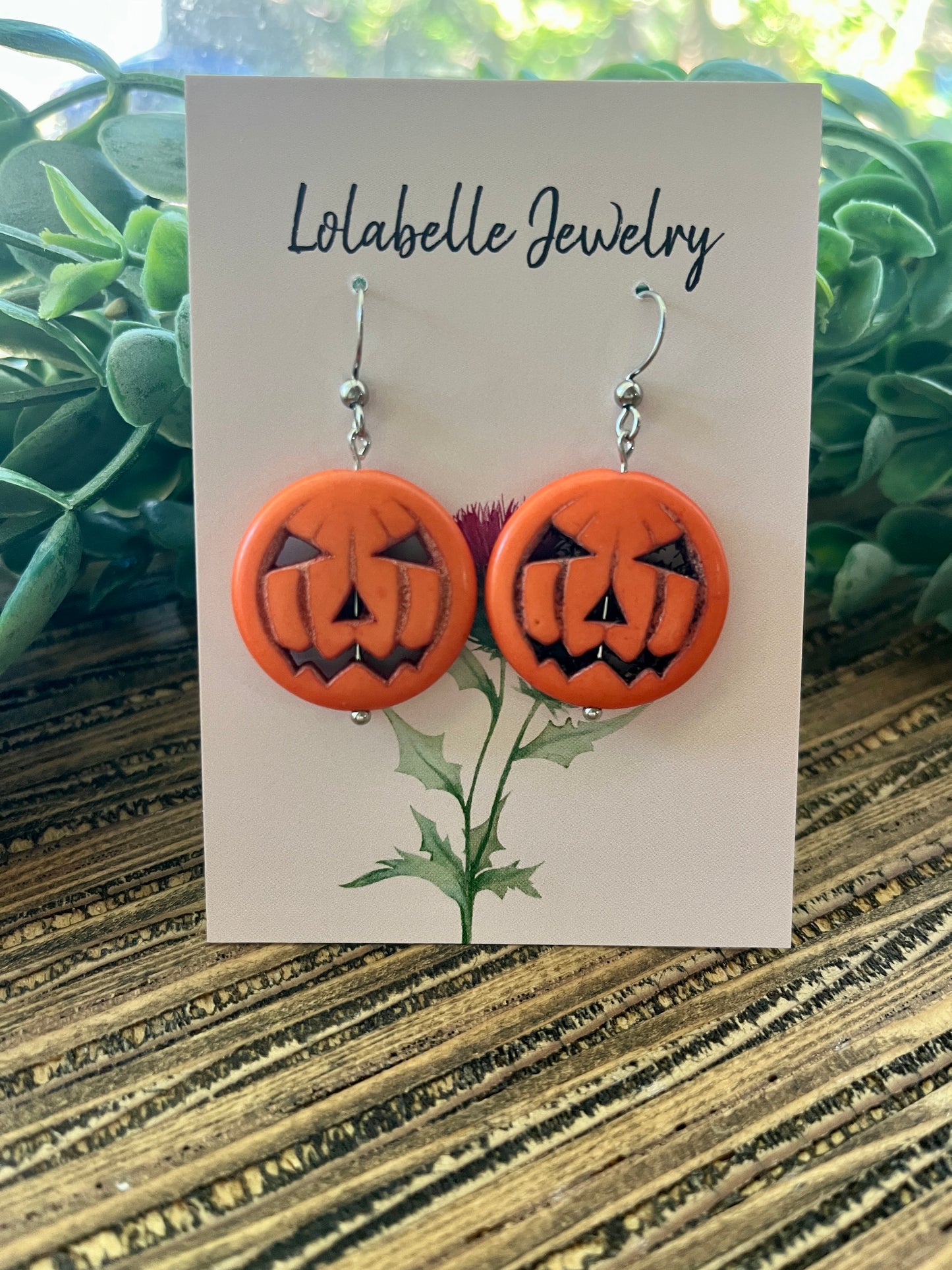 Orange Halloween Jack-o-lantern Earrings