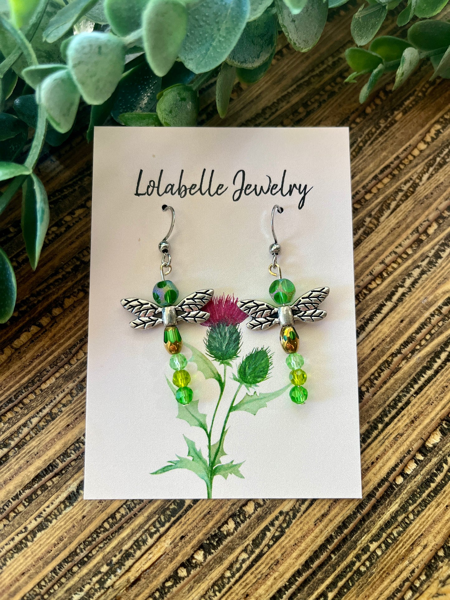 Beaded Dragonfly Drop Earrings