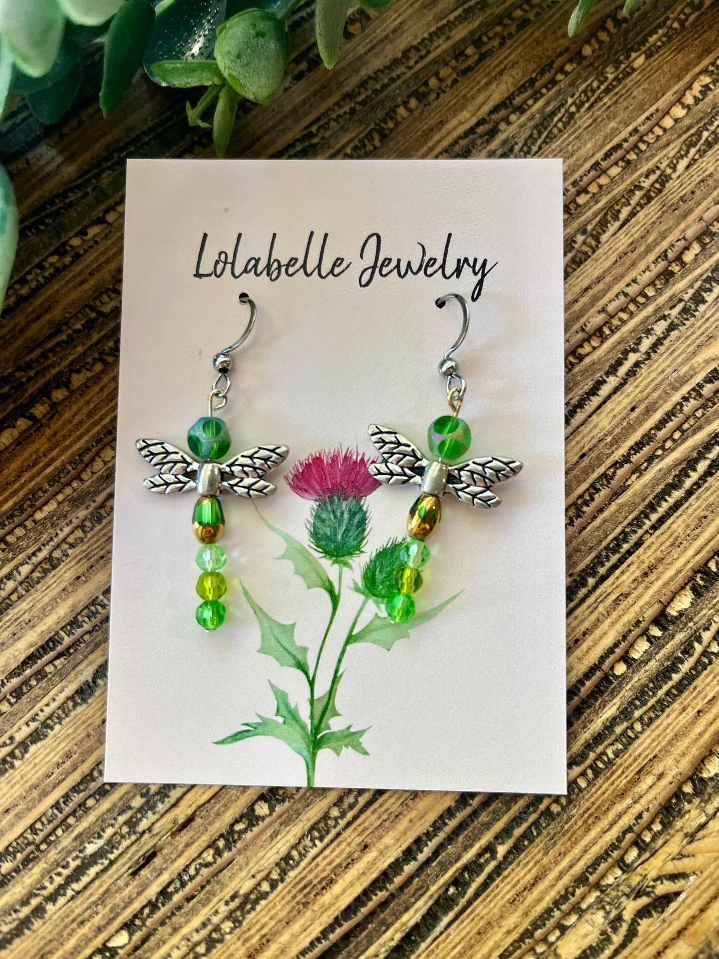 Beaded Dragonfly Drop Earrings