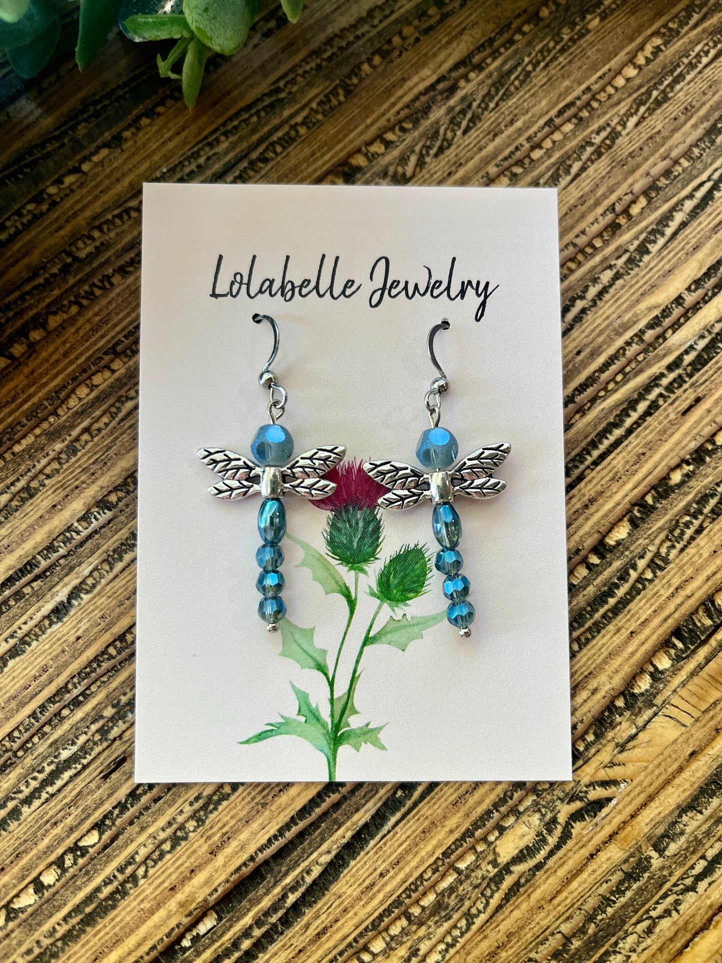 Beaded Dragonfly Drop Earrings