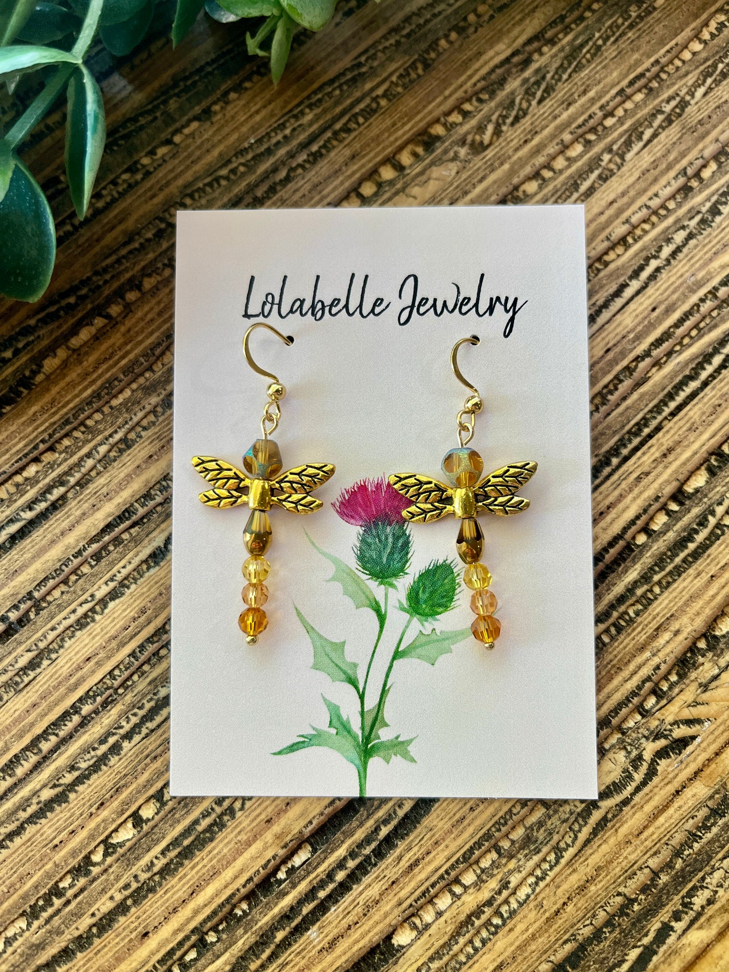 Beaded Dragonfly Drop Earrings