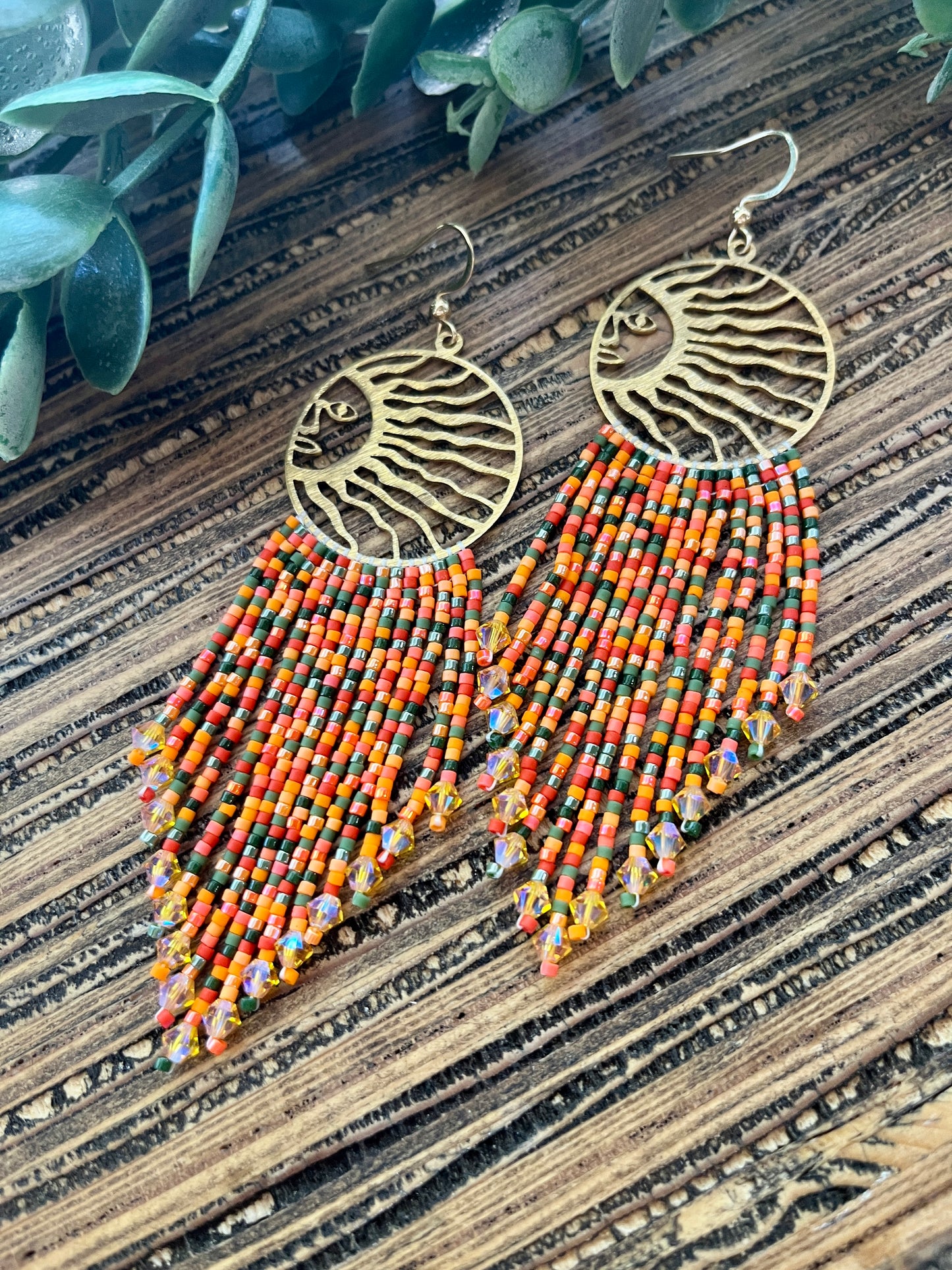 Orange Fall Sunshine Fringe Earrings