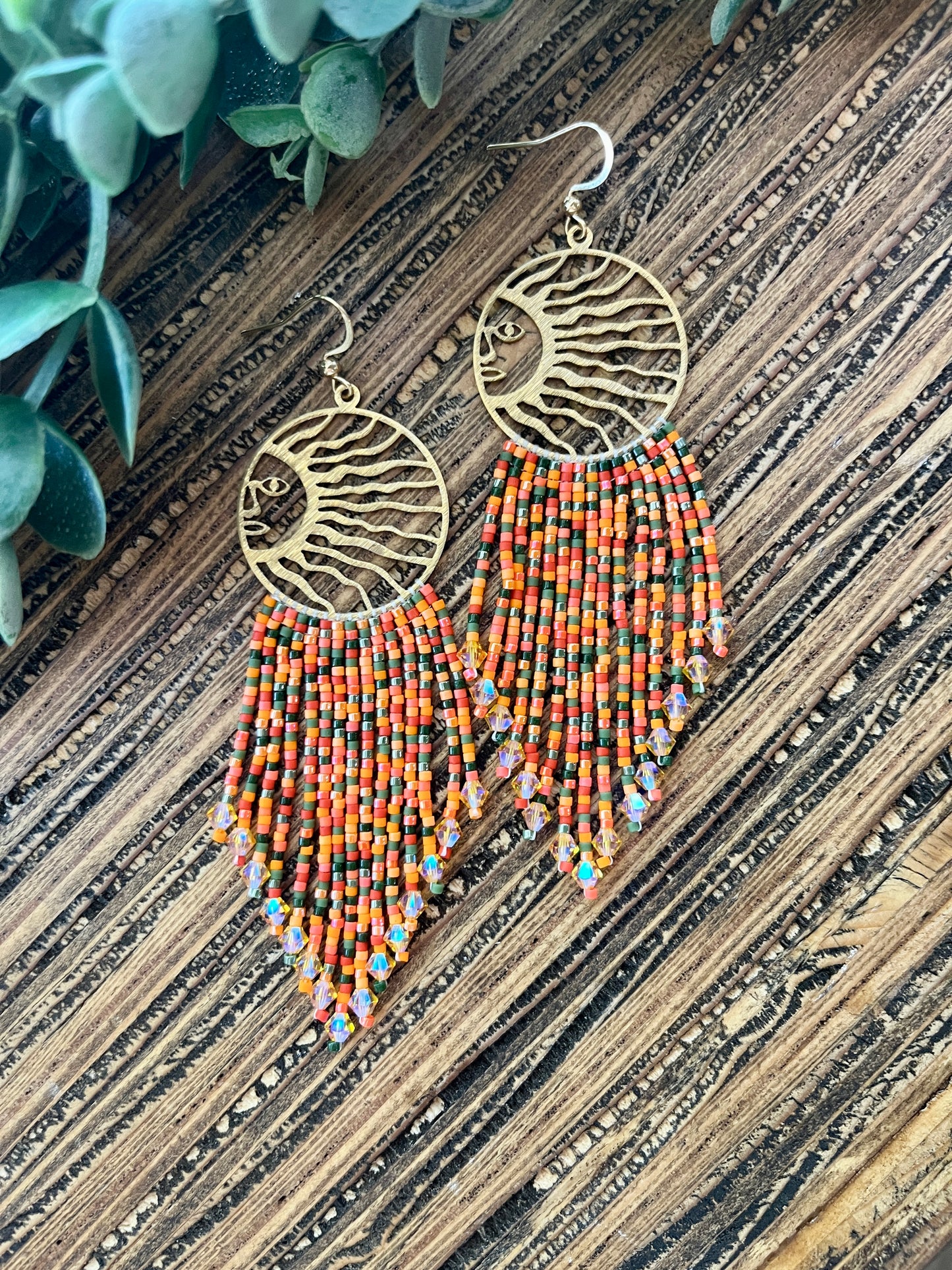 Orange Fall Sunshine Fringe Earrings
