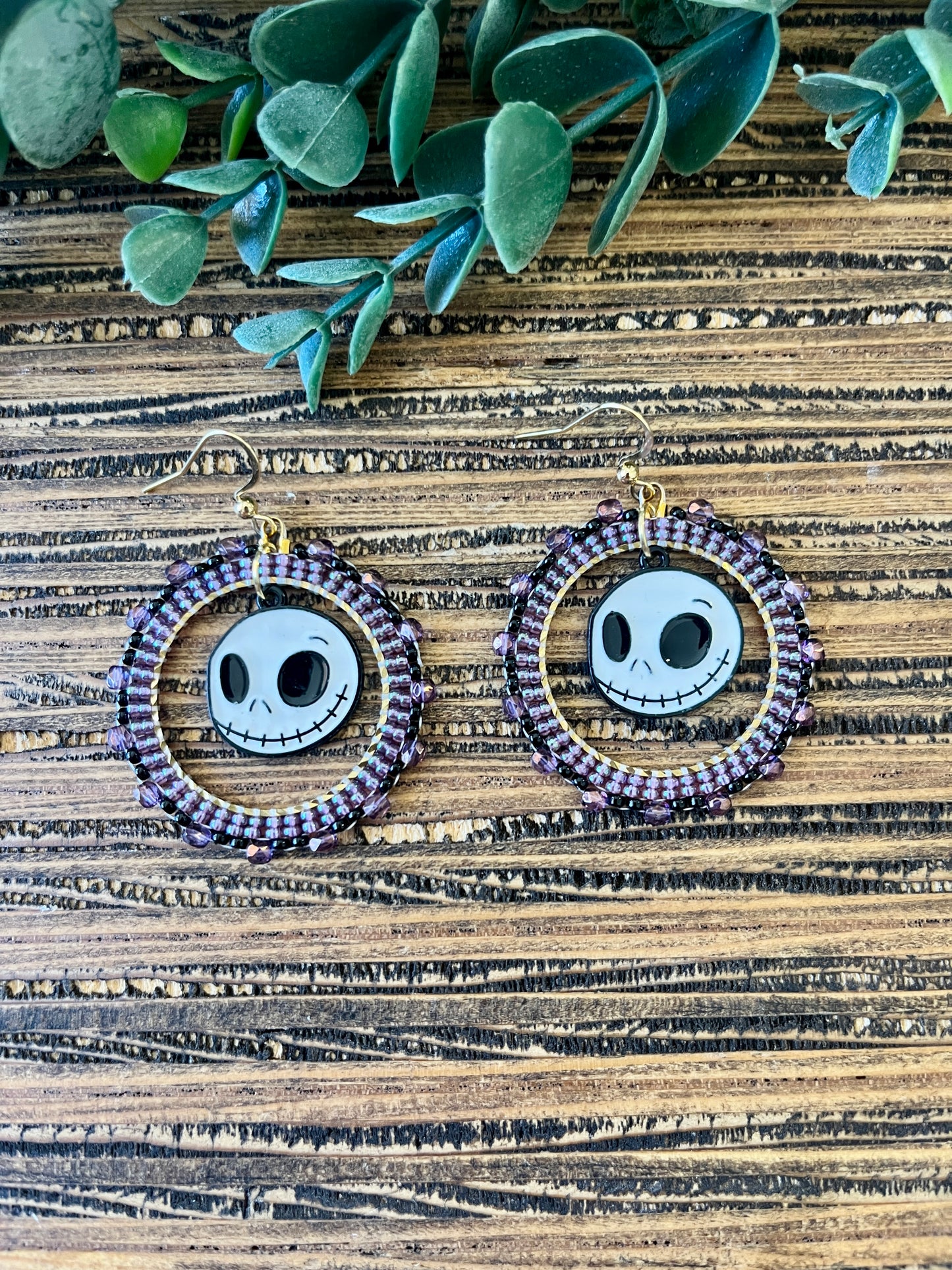 Jack Skellington Beaded Hoop Earrings