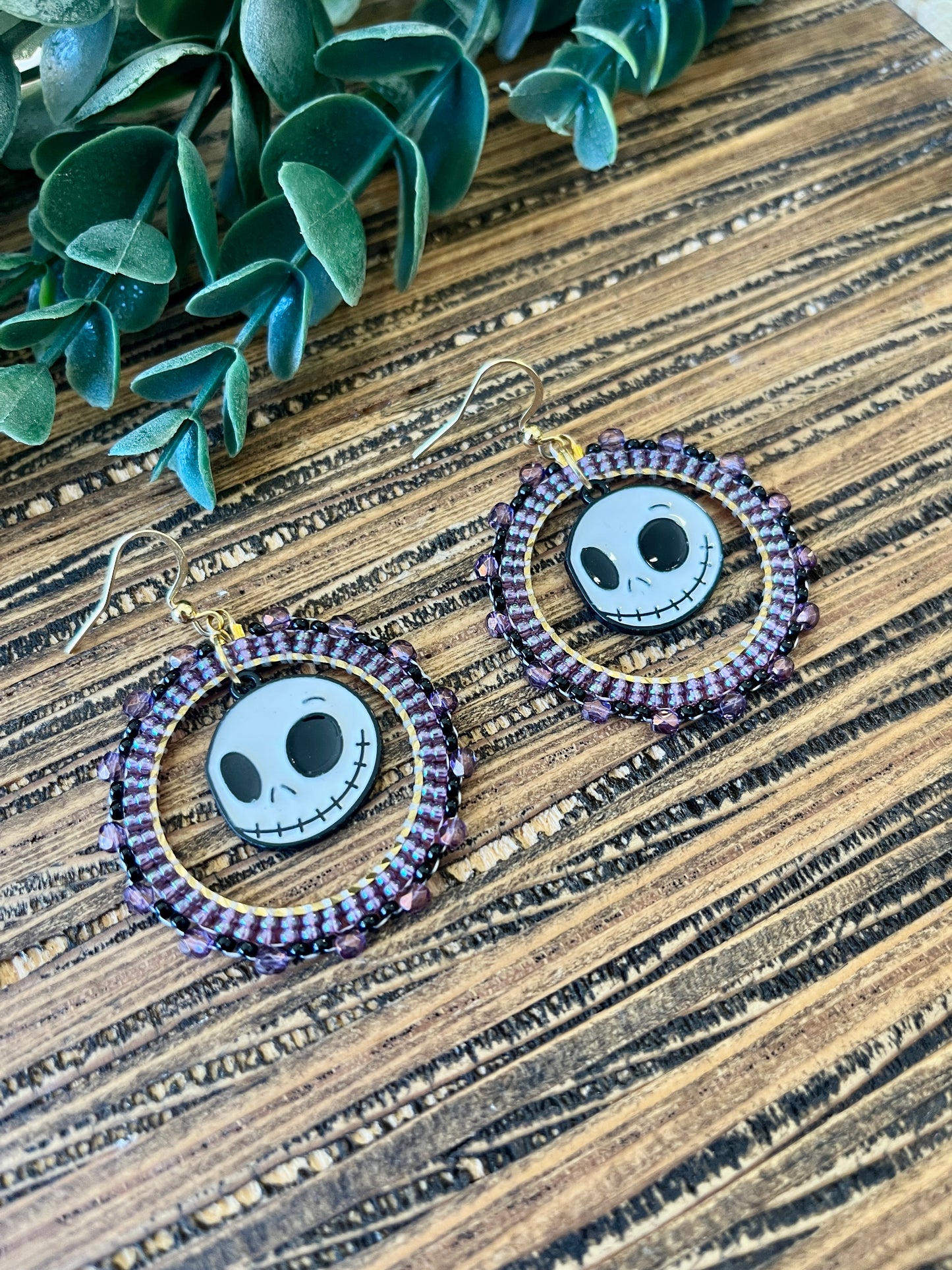 Jack Skellington Beaded Hoop Earrings