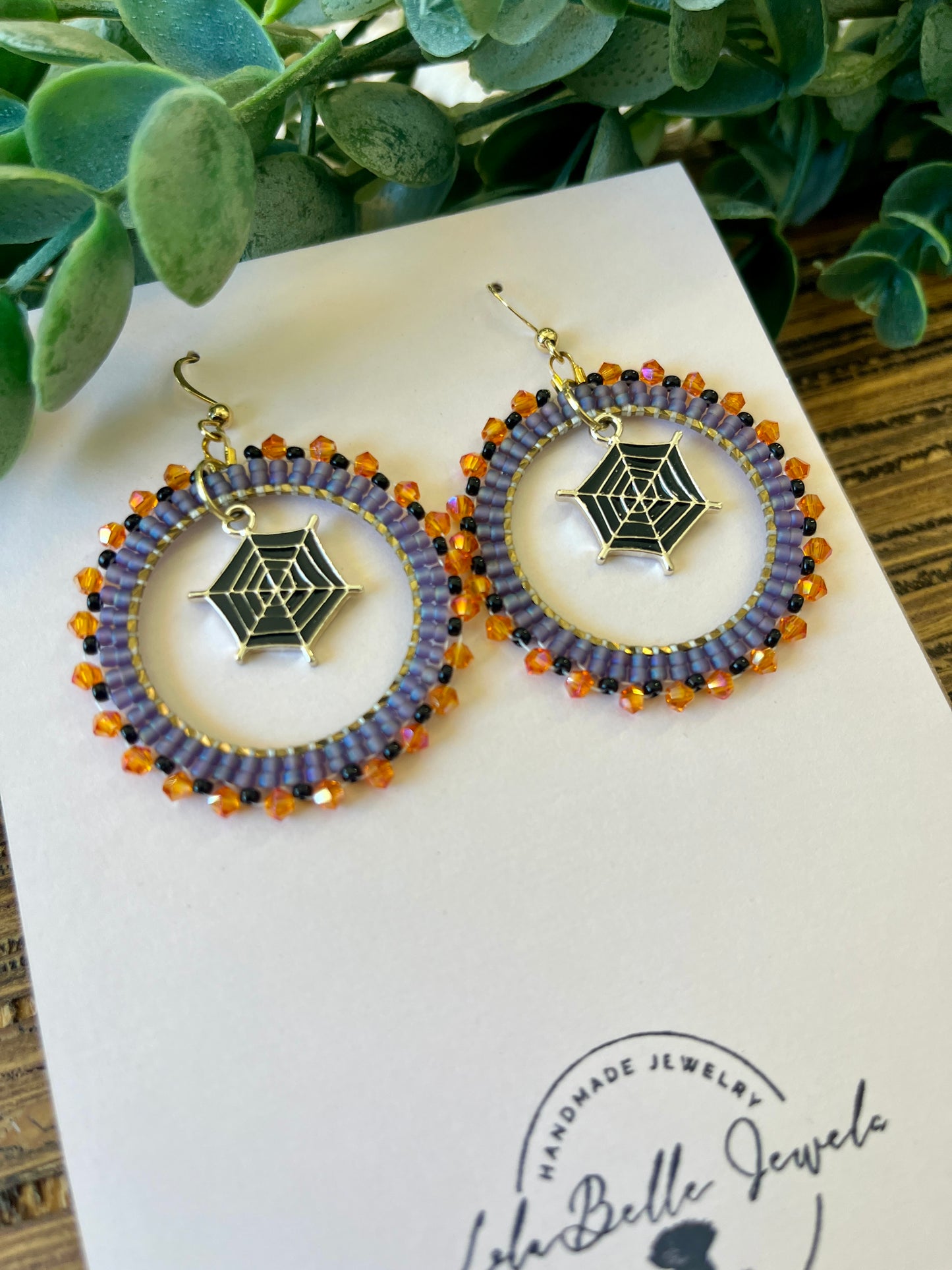 Spider Wed Bead Lined Hoops