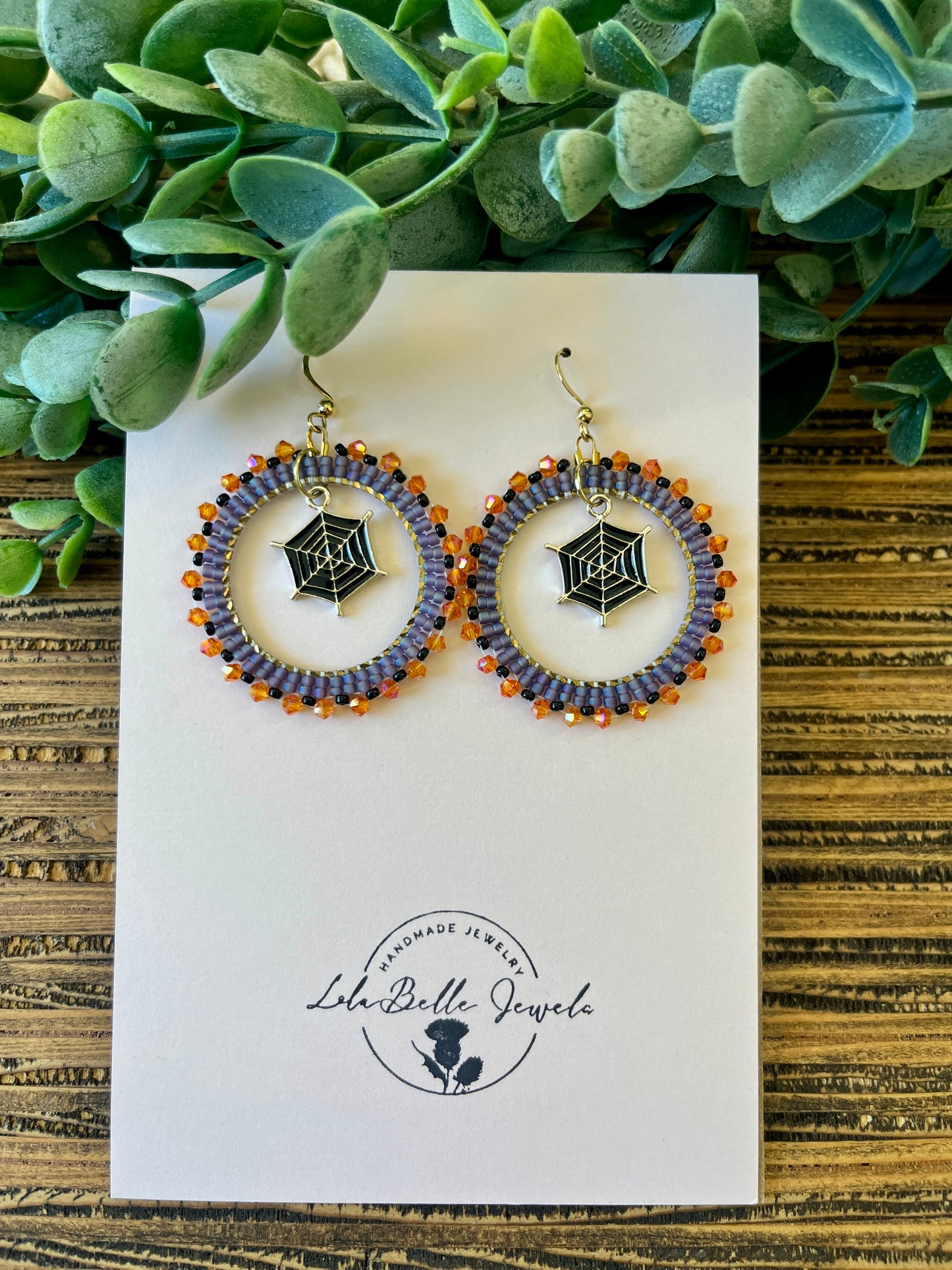 Spider Wed Bead Lined Hoops