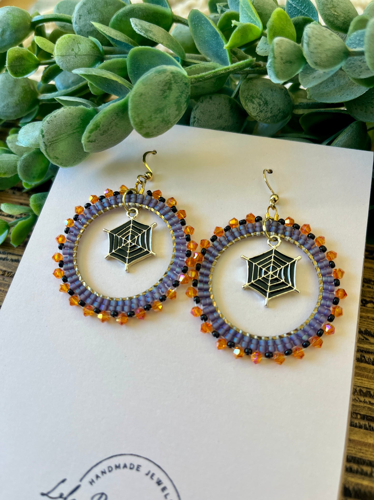 Spider Wed Bead Lined Hoops