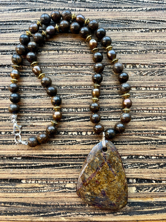 Beautiful Bronzite Stone Necklace