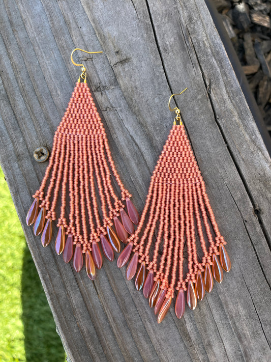 Captivating Coral Dagger Earrings, Statement Earrings