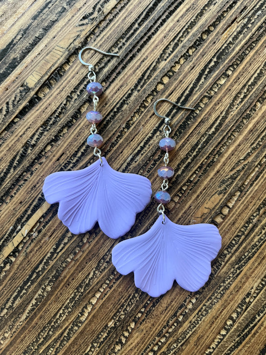 Lilac Ginkgo Petal Drop Earrings