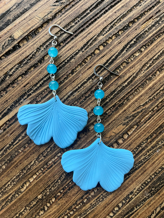 Sky Blue Ginkgo Petal Drop Earrings