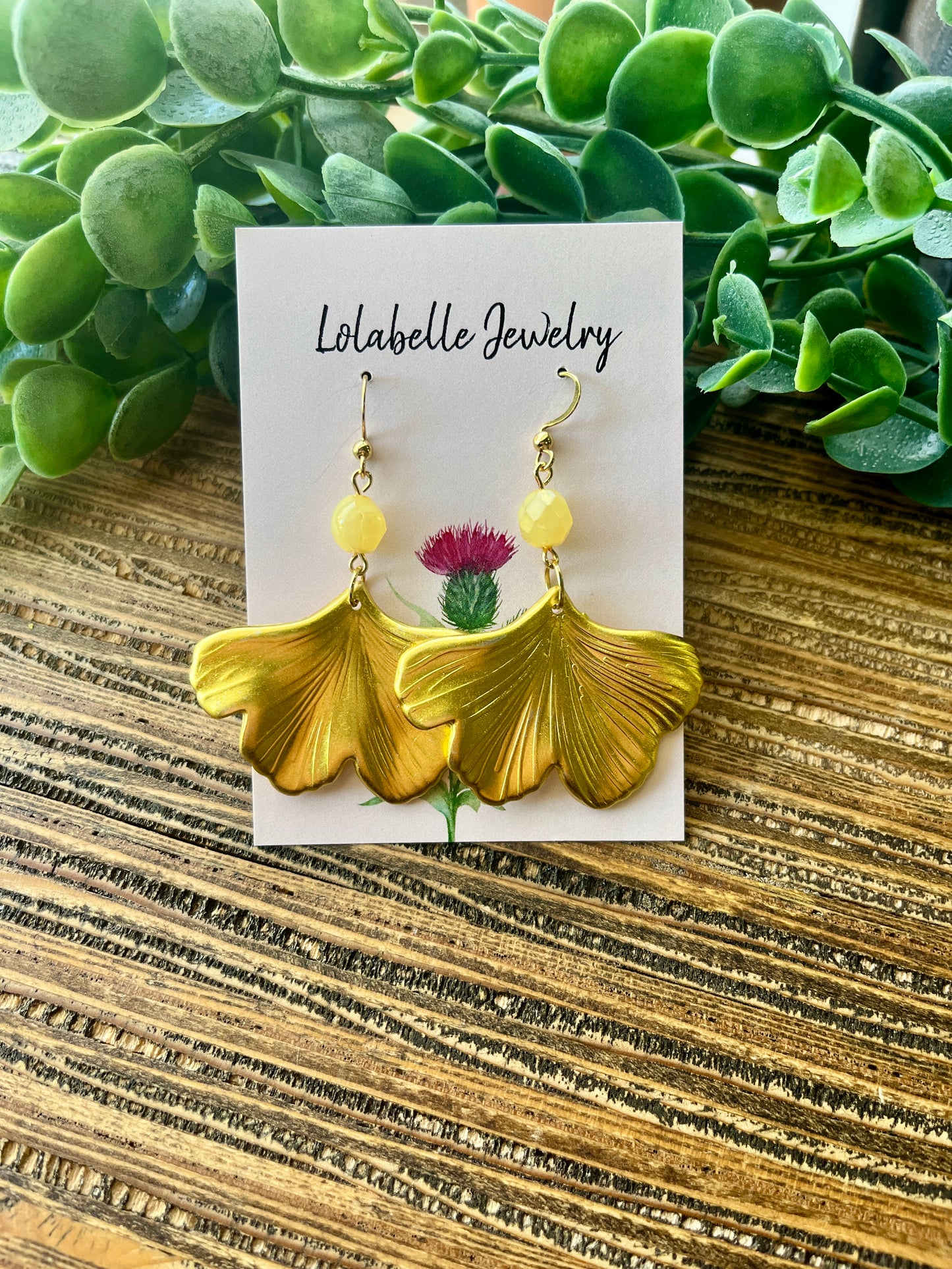 Gold Colored Ginkgo Petal Earrings
