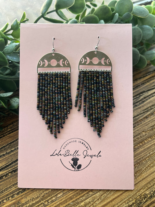 Night Sky Moon Phase Matte Earrings