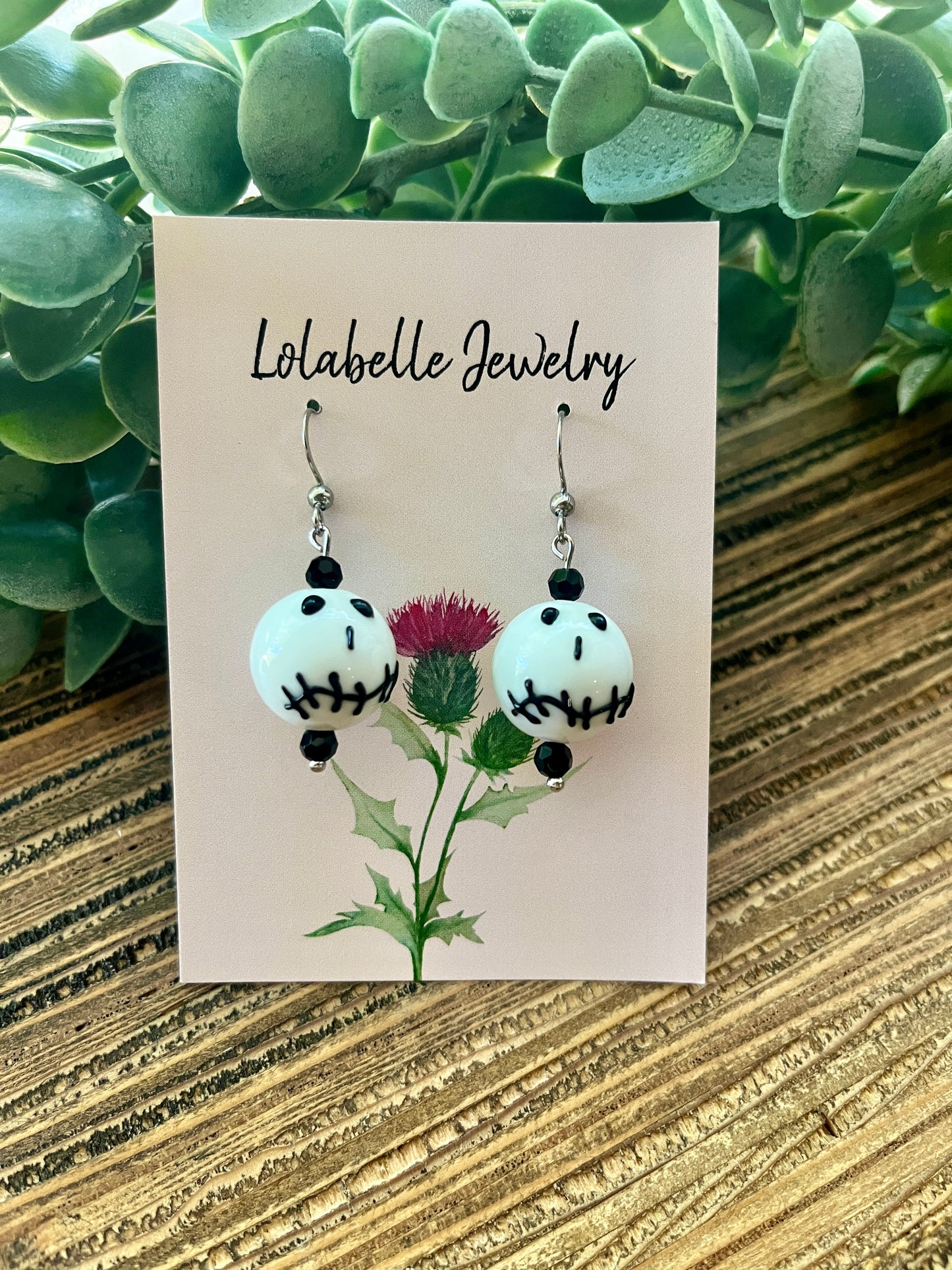 Beaded Jack Skelly, Glass Beads, Handmade, Halloween Earrings