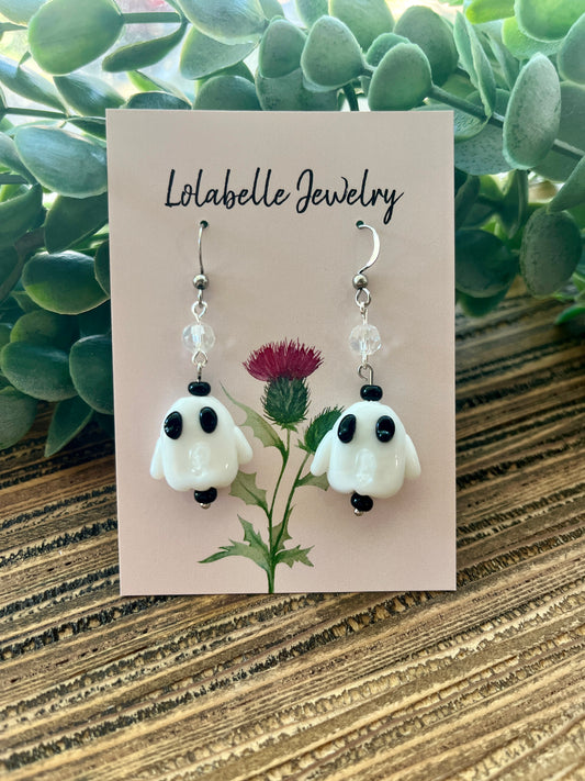 Glass Beaded Ghost Earrings