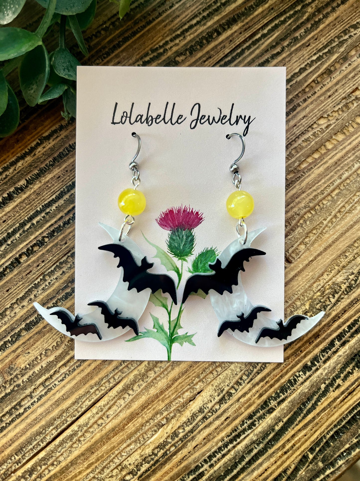 Spooky Bat and Moon Earrings