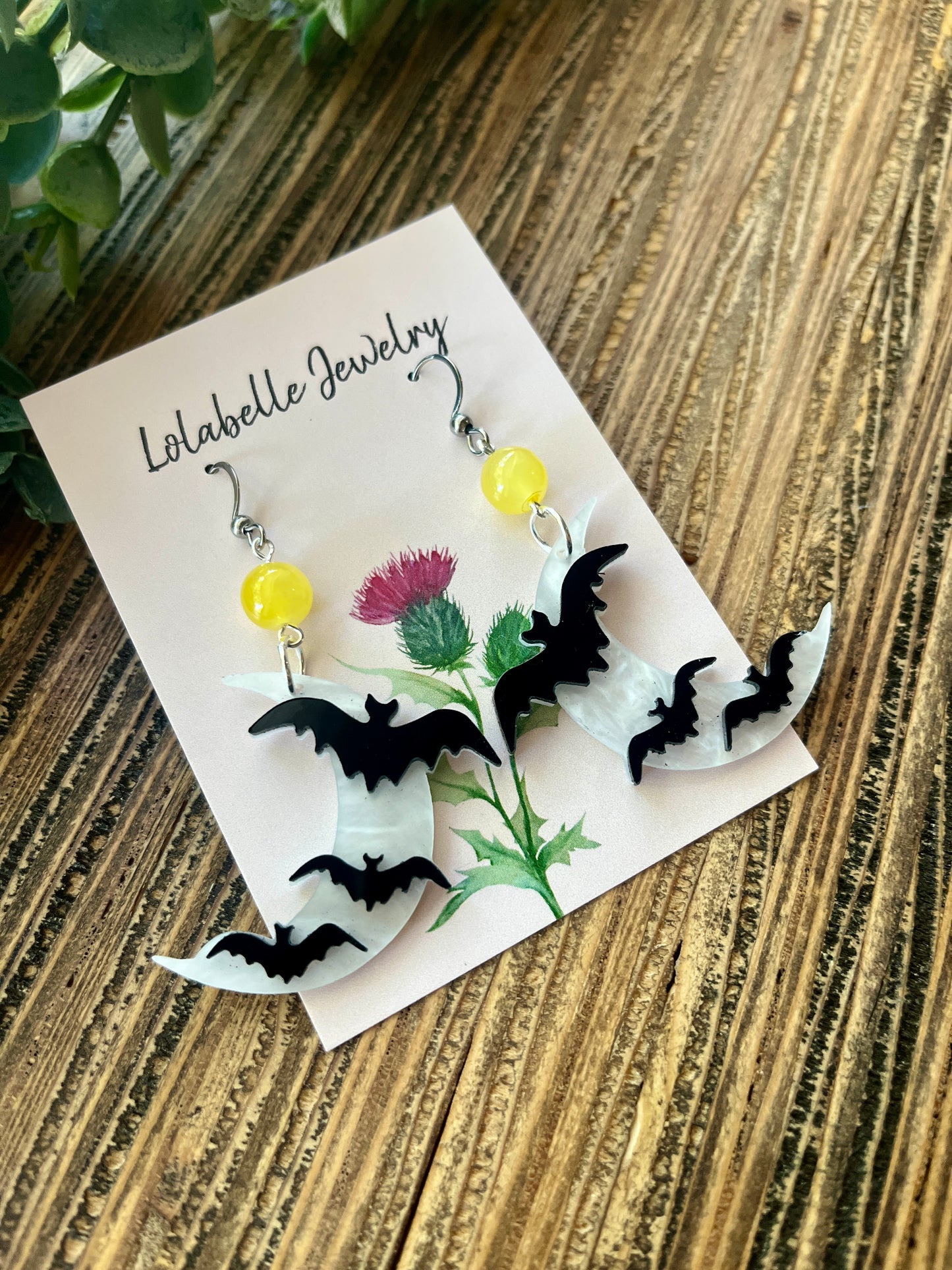 Spooky Bat and Moon Earrings