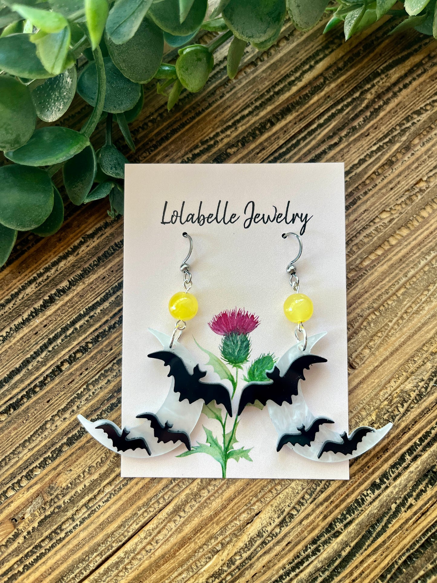 Spooky Bat and Moon Earrings