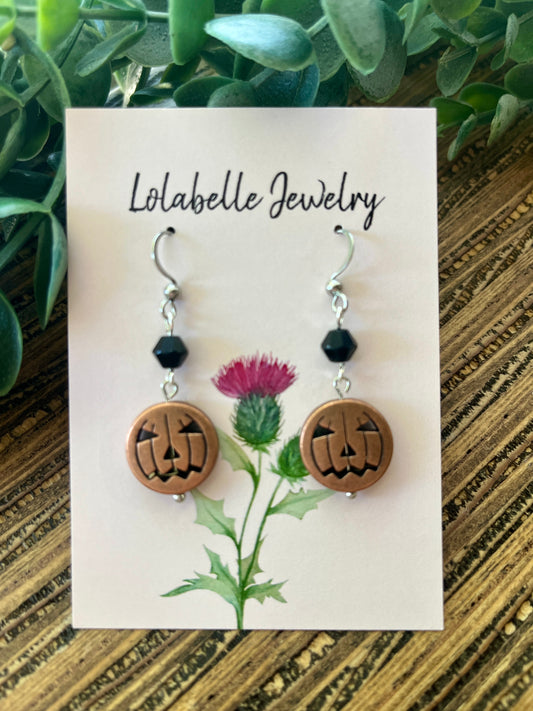 Small Metal Jack-o-lantern Earrings
