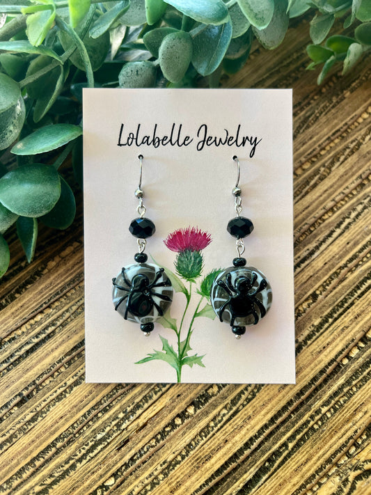 Spider Glass Beaded Earrings
