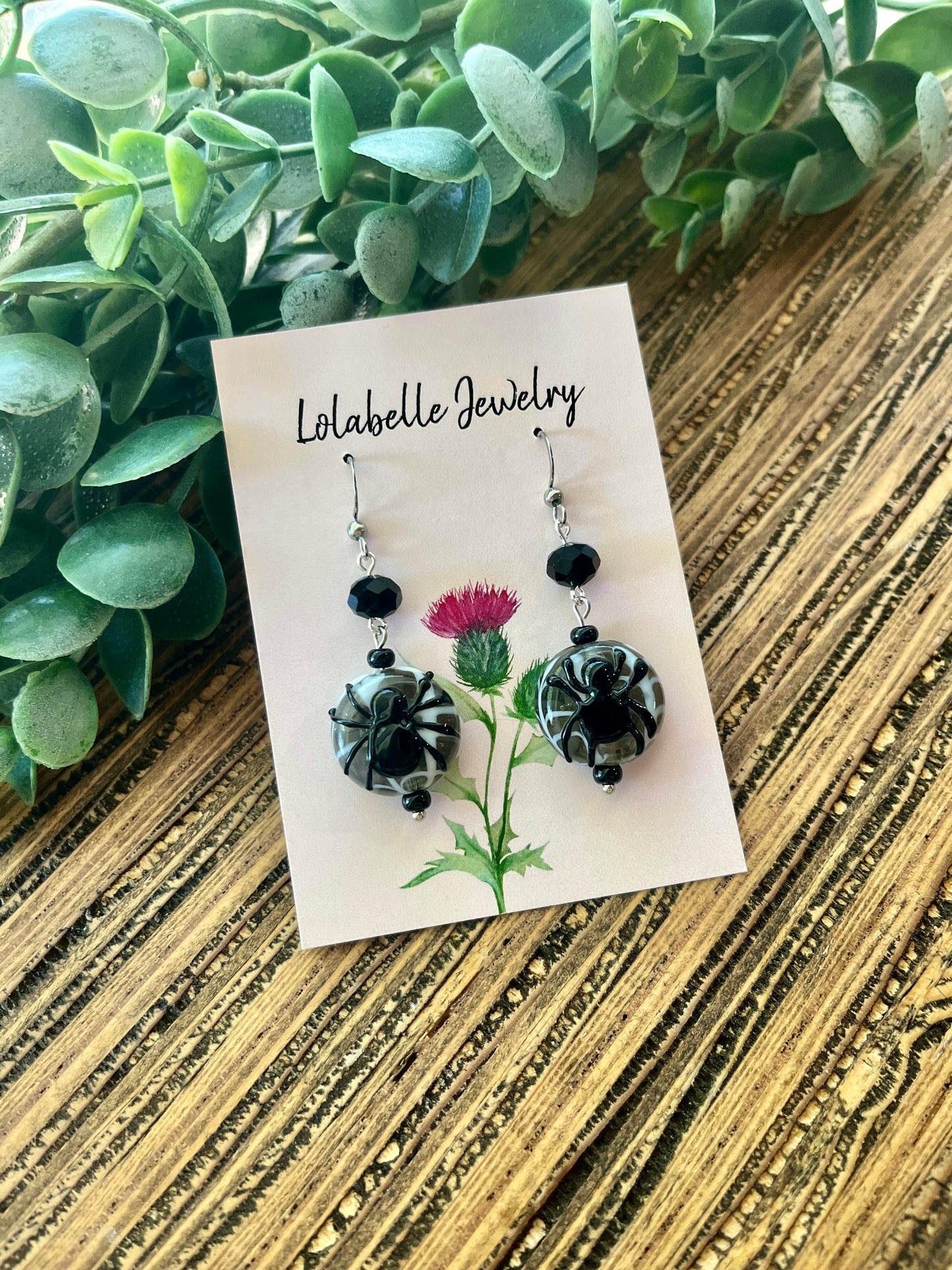 Spider Glass Beaded Earrings