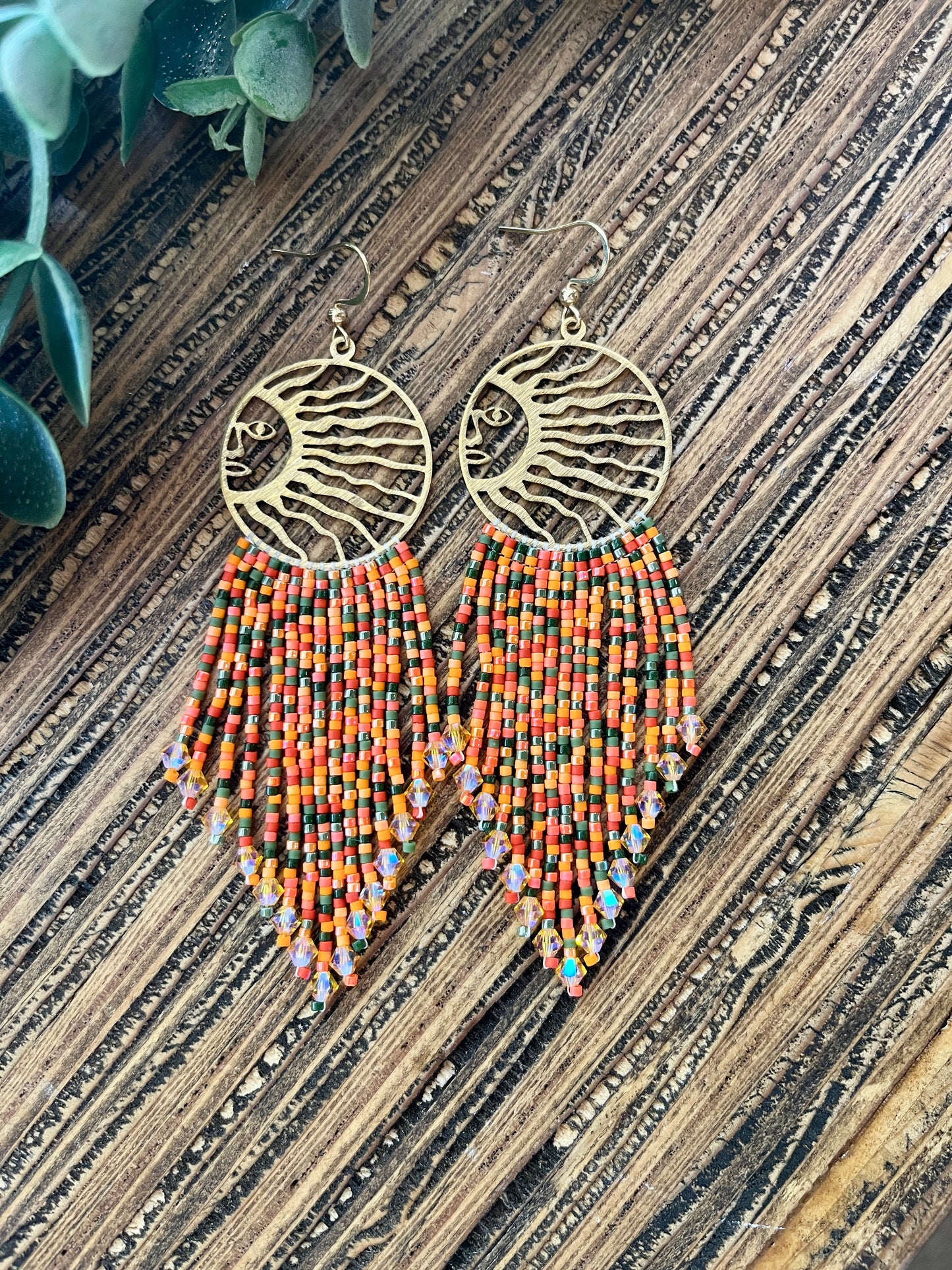 Orange Fall Sunshine Fringe Earrings