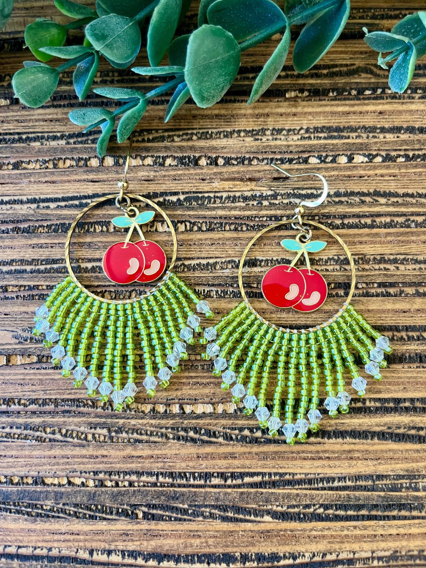 Short Cherry Fringe Earrings