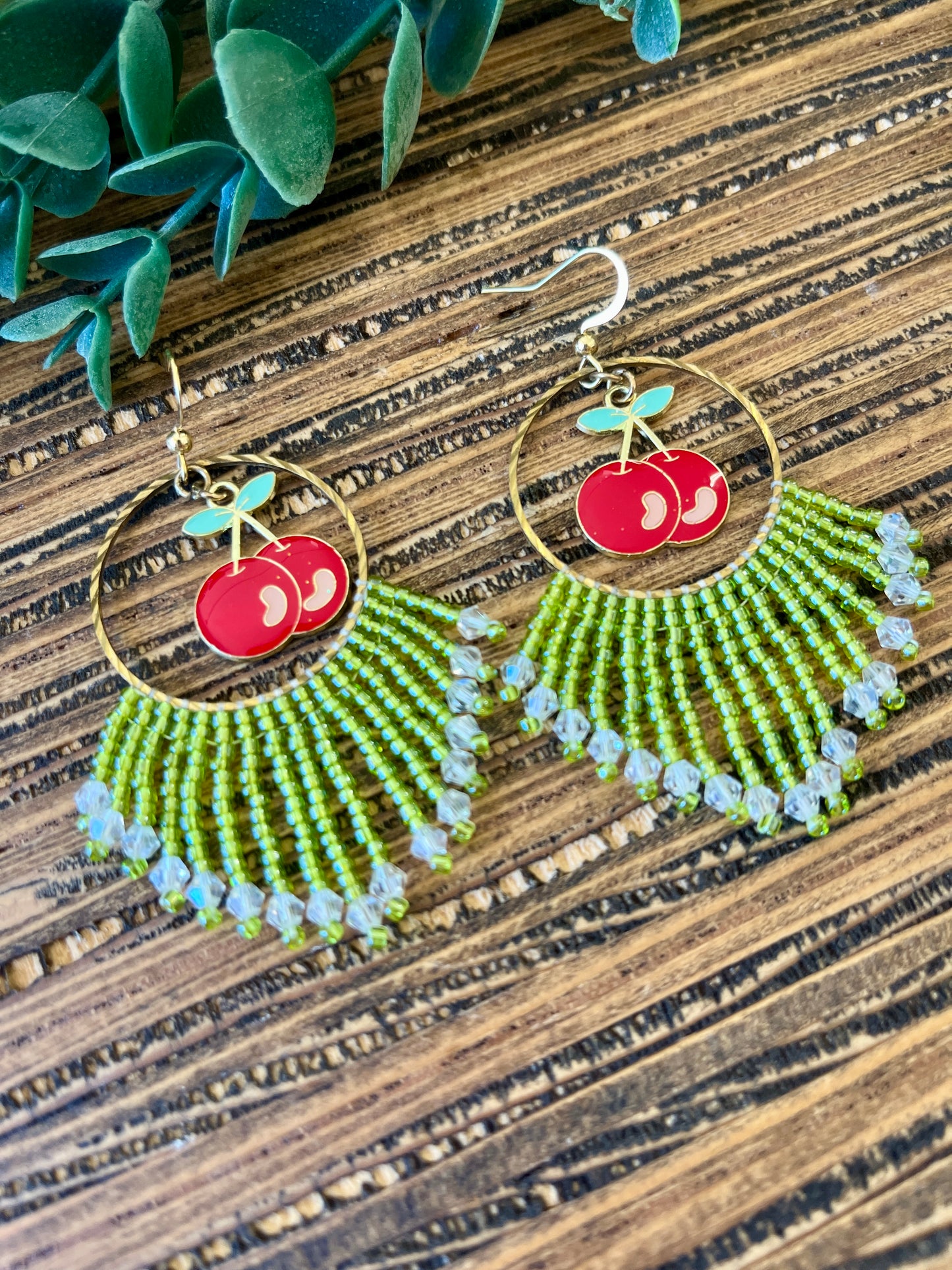 Short Cherry Fringe Earrings