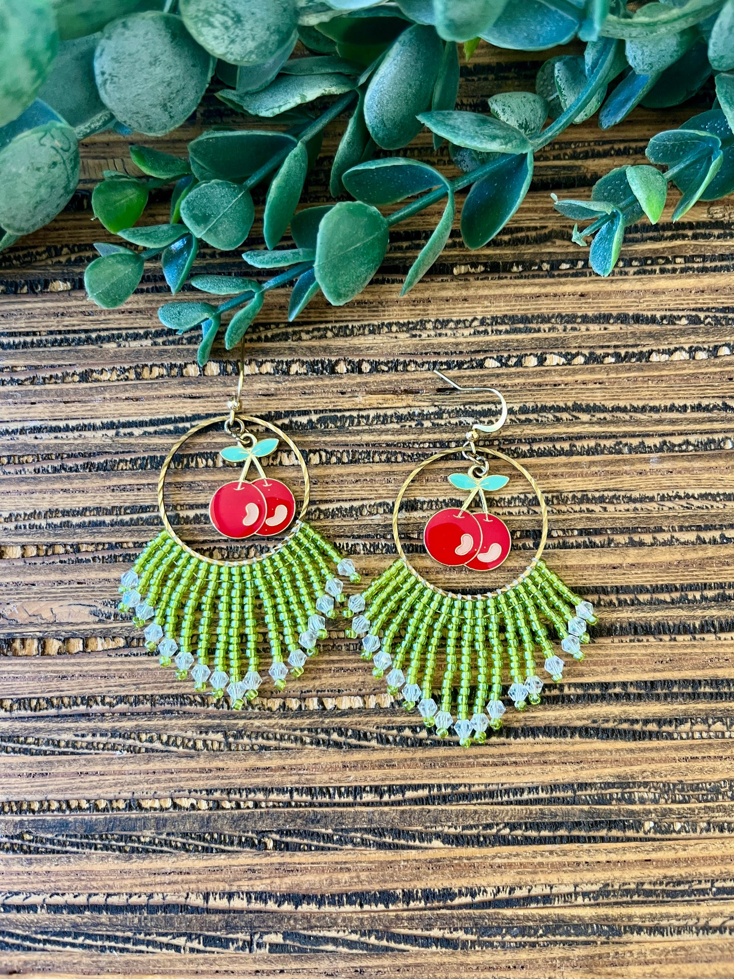 Short Cherry Fringe Earrings