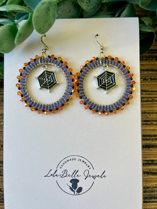 Spider Wed Bead Lined Hoops