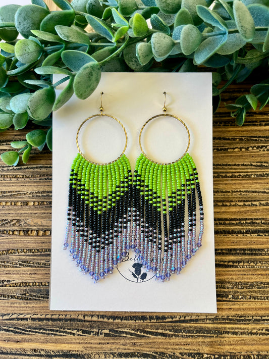 Classic Monster Green Halloween Fringe Earrings